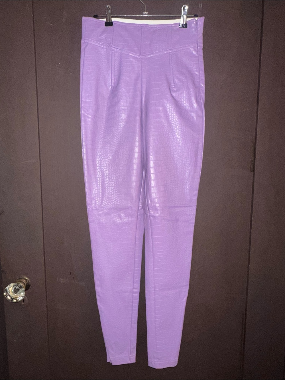 JLUXLABEL Lavender Croc-Embossed Faux Leather High-Waist Leggings